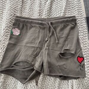 Wildfox Women's Shorts with Heart and Rose Embroidery